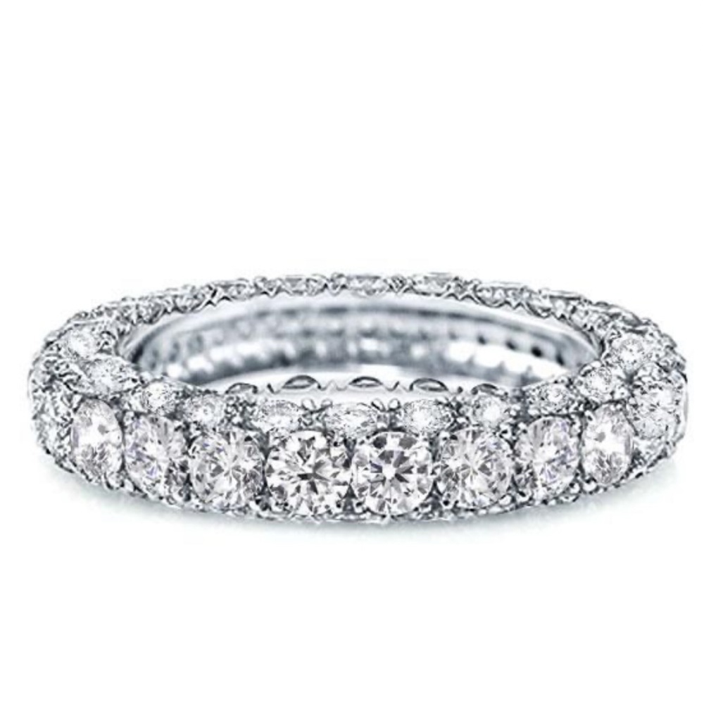 Louily 5 Ct Luxury Eternity Round Cut Wedding Band In Sterling Silver